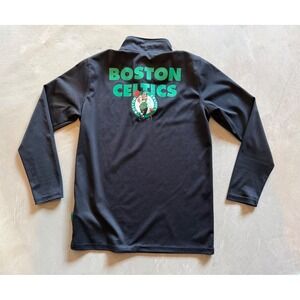 NBA Boston Celtics Youth Large 14-16 Quarter Zip Pullover Black Green Logo Top